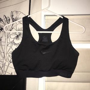 All black nike pro padded sports bra
